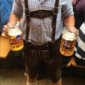 Authentic Mens Lederhosen and coordinate Long Sleeve Button Down  from Germany
